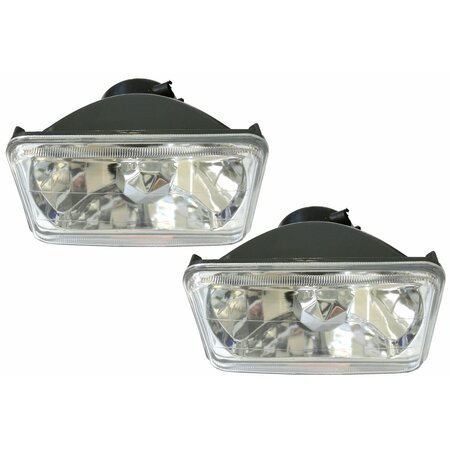 RACESPORT LT HEADLIGHT CONVERSION KIT Replaces H4666 Headlamps; 4 Inch x 6 Inch Rectangle Diamond Cut Style Lens RS-7012B